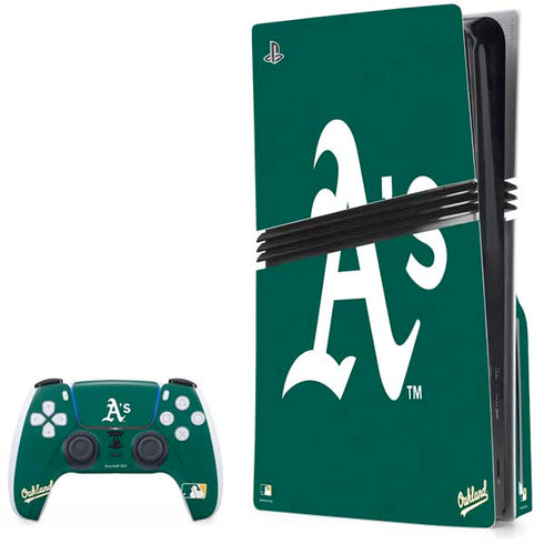 MLB Oakland Athletics - Solid Distressed PS5 Pro Disk Bundle  Skin